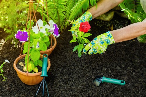 Gardener preparing tools at start of shift