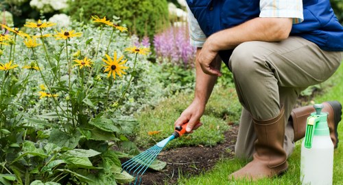 Customer choosing payment method for local gardening service